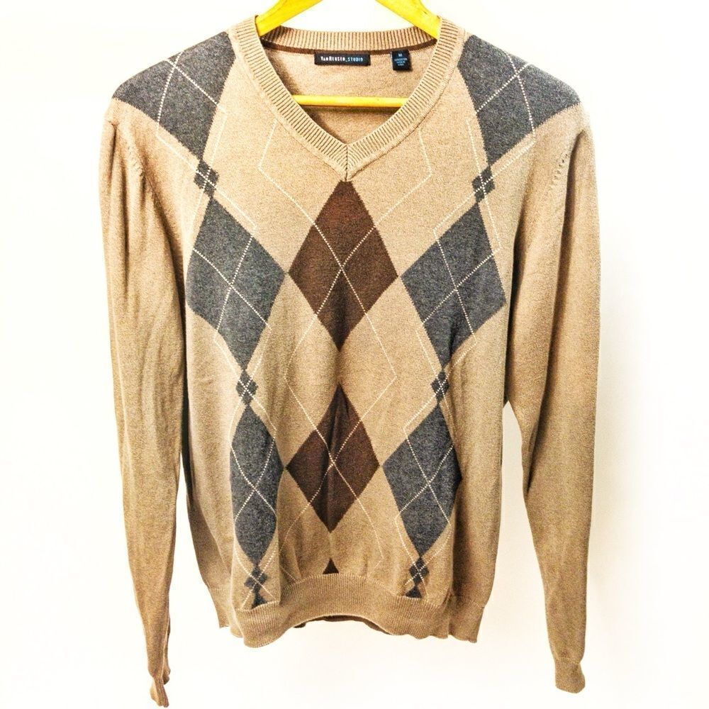 Van Heusen Argyle V-Neck Sweater Sz S/M